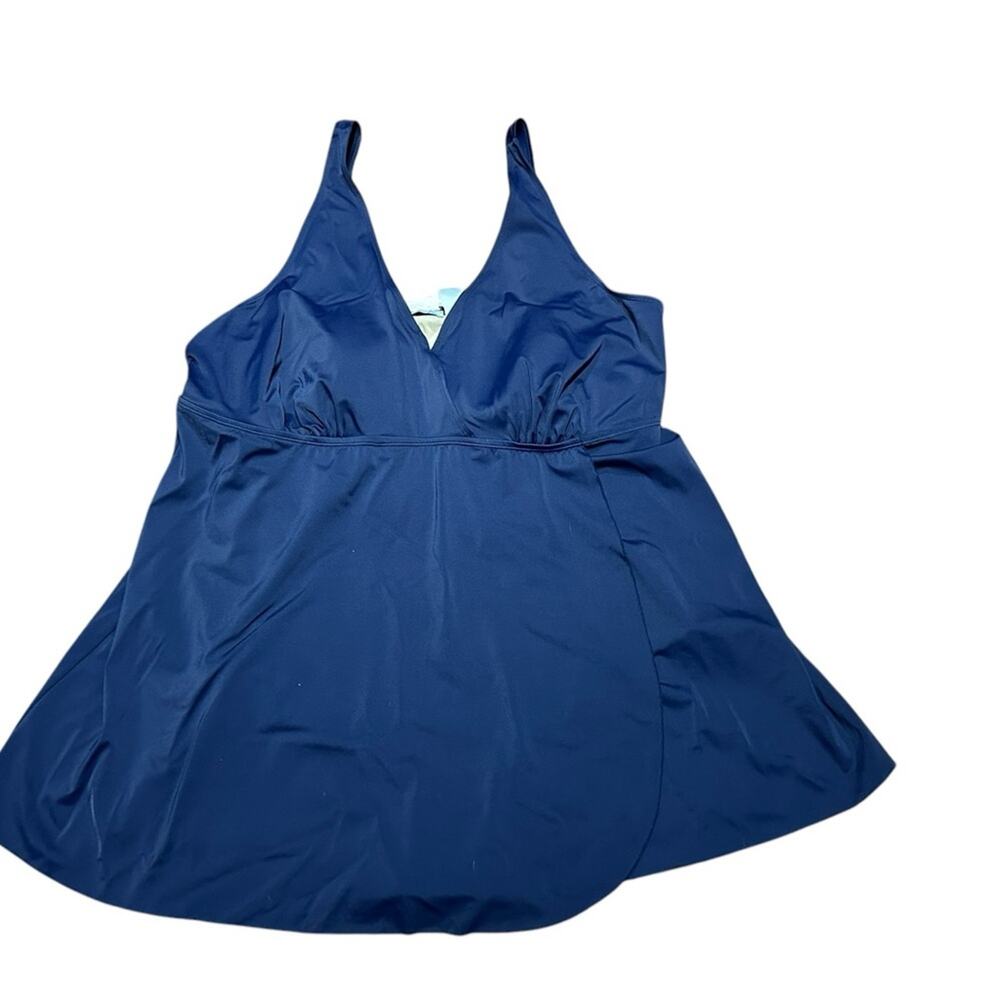Swim 365 Blue Women's 26W One-Piece Swimsuit with Adjustable Straps